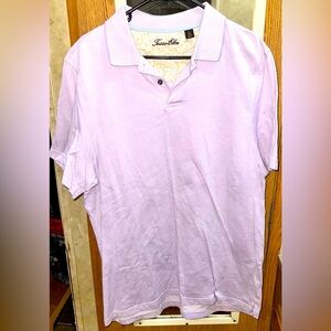 Tasso Elba Men’s Polo Shirt XL Lavender Purple 100% Cotton Paisley